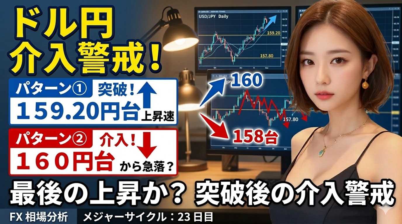 ドル円　１５９円突破で介入警戒